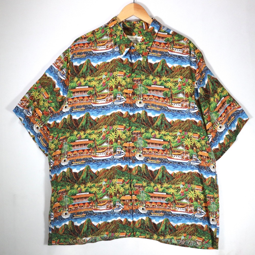 Jimmy Buffett Reyn Spooner Shirt Mens XL Multi Tropical Island Rayon Hawaiian
